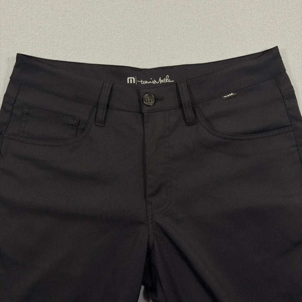 Travis Mathew Open to Close Black Golf Pants Mens 32 Straight Leg Polyester